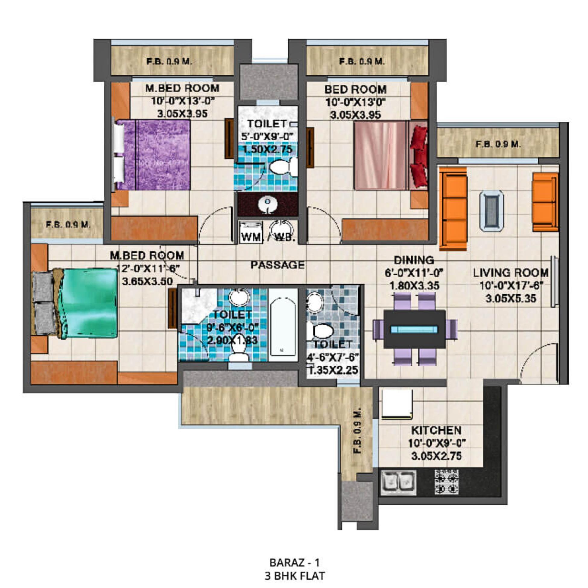 Arihant-Clan-Aalishan-Floor-Plan-Baraz-1-3-BHK-Flat