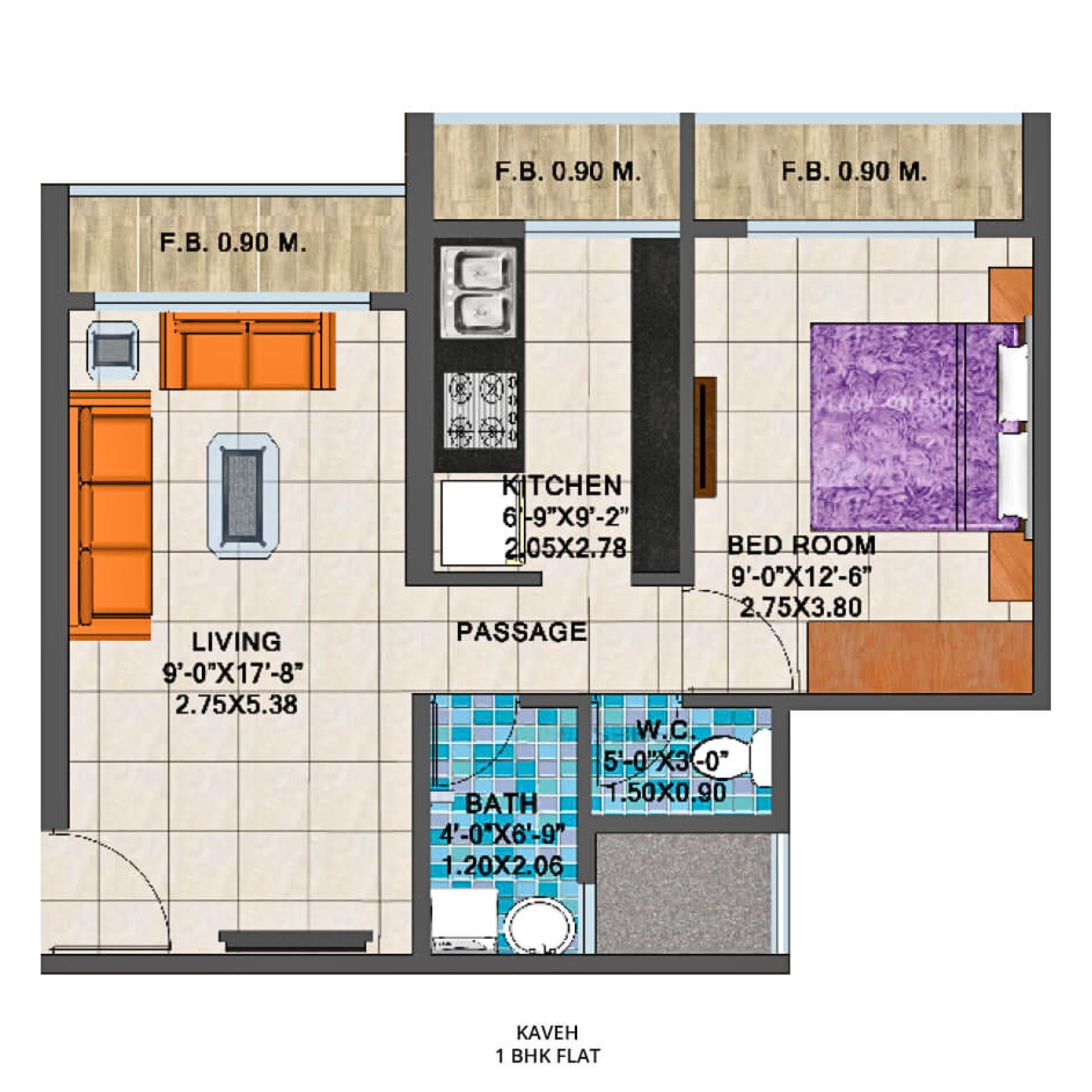 Arihant-Clan-Aalishan-Floor-Plan-Kaveh-1-BHK-Flat