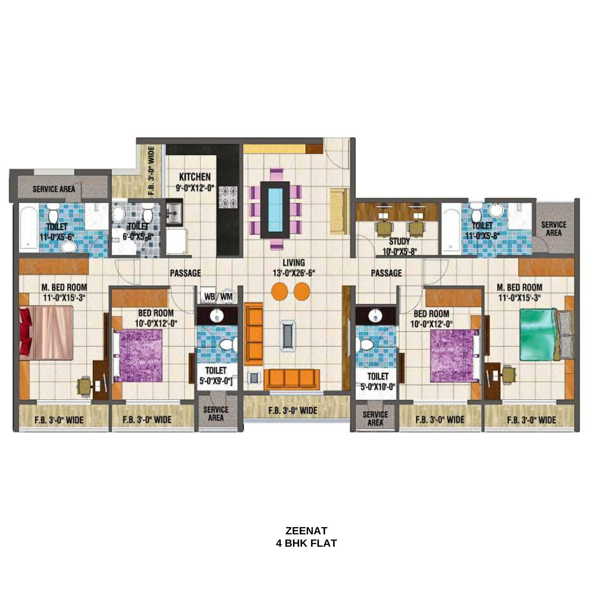 Arihant-Clan-Aalishan-Floor-Plan-Zeenat-4-BHK-Flat